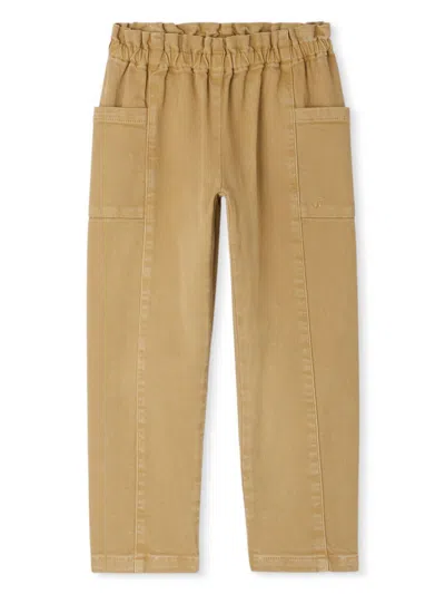 Bonpoint Kids' Tiche Elasticated-waist Straight-leg Trousers In Neutrals