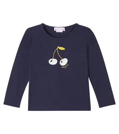 Bonpoint Kids' Tidjiane Embroidered Cotton T-shirt In Blue