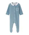 Bonpoint Tilouan Velvet Bodysuit In Blue