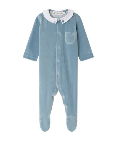 Bonpoint Tilouan Velvet Bodysuit In Blue