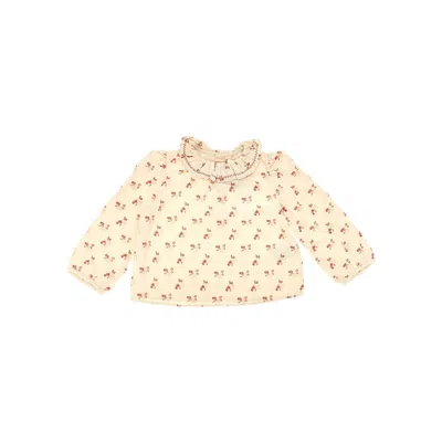 Bonpoint 'timber' Corduroy Blouse With Cherries Print Kids In Nude