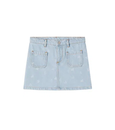 Bonpoint Kids' Tison Embroidered Denim Skirt In Blue