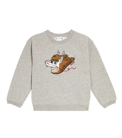 Bonpoint Kids' Tonino Embroidered Cotton Jersey Sweatshirt In Grey