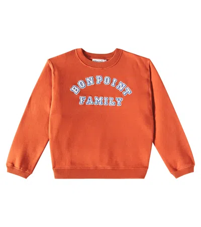 Bonpoint Kids' Tonino Embroidered Cotton Sweatshirt In Red