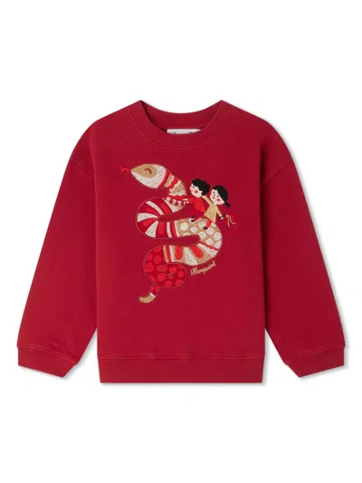 Bonpoint Kids' Tonino Embroidered Sweatshirt In Red