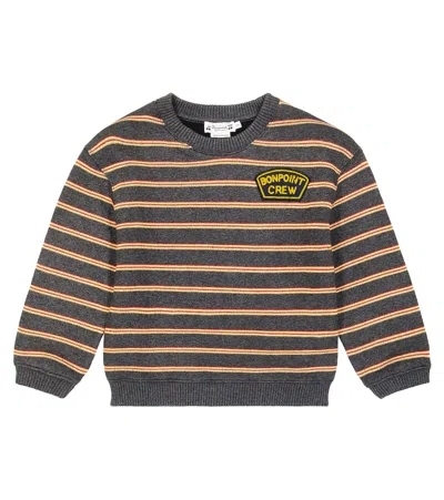 Bonpoint Kids' Tonino Striped Cotton Fleece Sweatshirt In Yellow