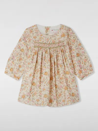 Bonpoint Babies' Floral-print Smocked-panel Dress In Multicoloured