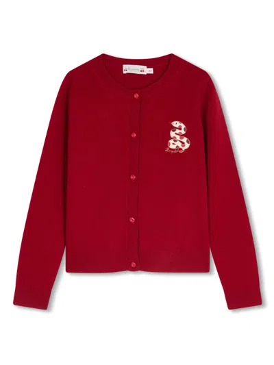 Bonpoint Kids' Twist Cardigan In Red