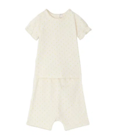 Bonpoint Two-piece Short-sleeved T-shirt And Shorts In White