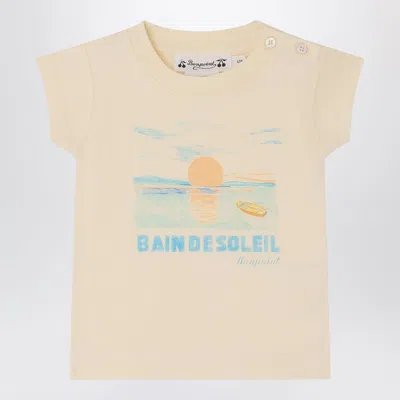 Bonpoint Unisex Crewneck T-shirt With Sun-kissed Graphic Print In Neutral