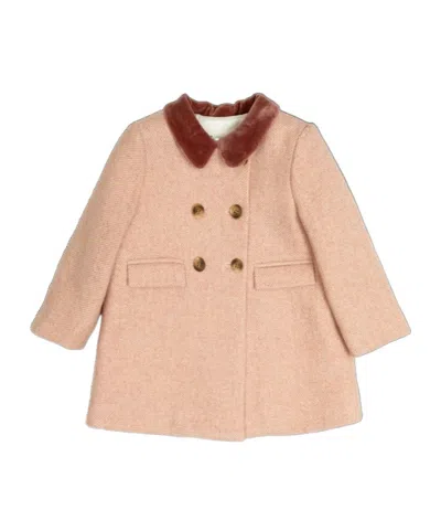 Bonpoint Kids' Velvet-collar Coat In Brown