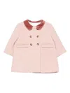 Bonpoint Velvet-collar Coat In Pink