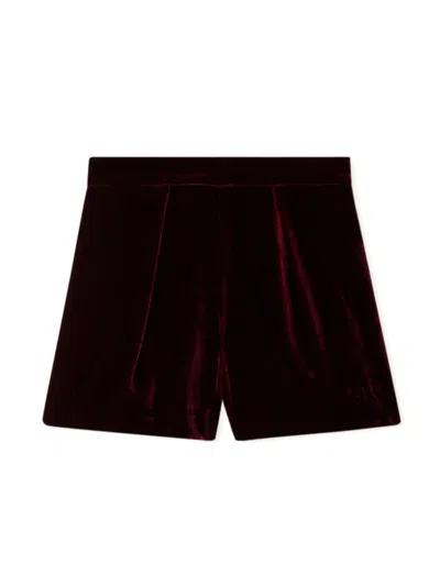 Bonpoint Kids' Velvet-effect Straight-leg Shorts In Red