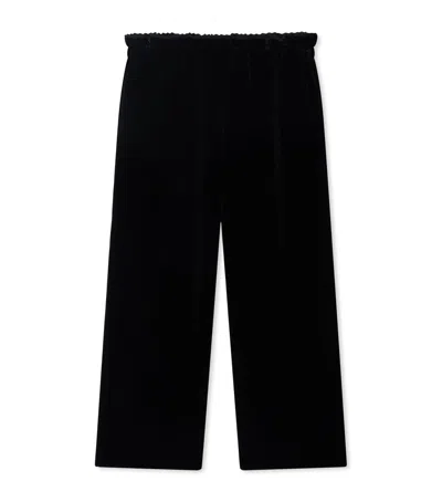 Bonpoint Kids' Velvet Wide-leg Trousers In Black