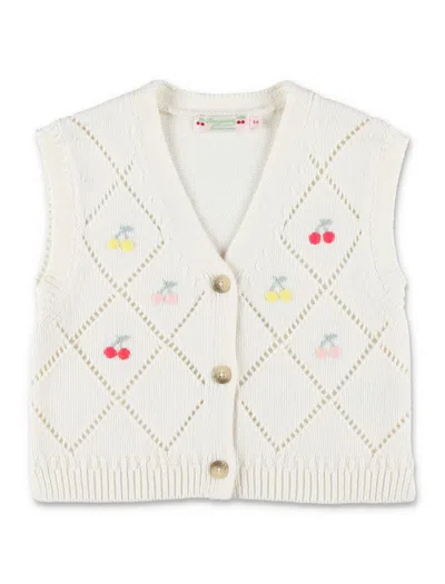 Bonpoint Kids' Ticiana Intarsia-knit Vest In Blanc Lait
