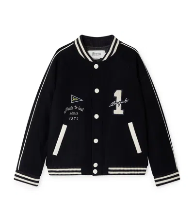 Bonpoint Kids' Virgin Wool-blend Varsity Jacket In Blue