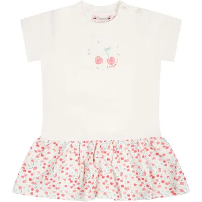 Bonpoint Kids' White Casual Dress For Girl With Cherries