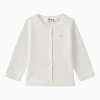 Bonpoint Babies' White Cotton Cardigan With Logo