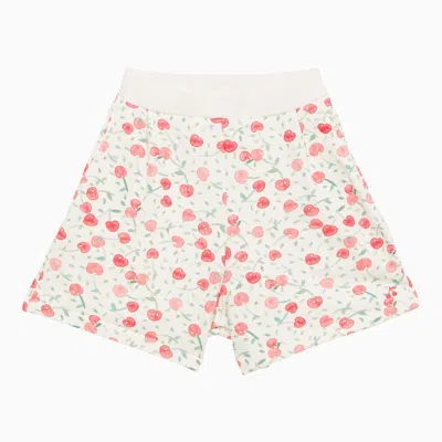 Bonpoint White Cotton Short With Cherry Print