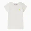 BONPOINT WHITE CREW-NECK T-SHIRT WITH EMBROIDERY