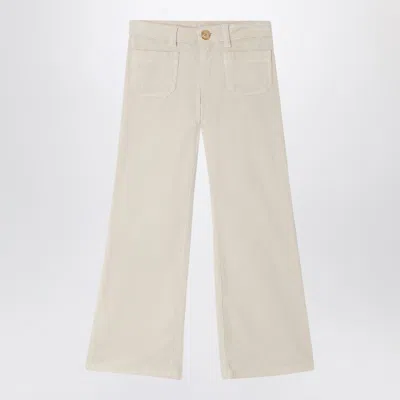 Bonpoint Kids' White Junon Corduroy Trousers In Beige