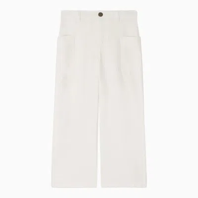 Bonpoint White Linen-blend Looping Trousers