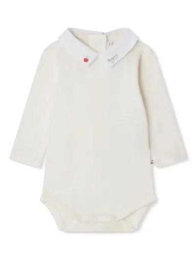 Bonpoint Babies' White Septembre Bodysuit With Red Embroidery