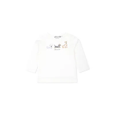 Bonpoint White T-shirt For Babykids With Dog Print