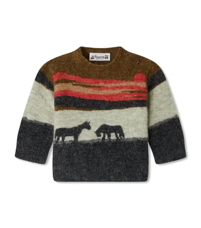Bonpoint Kids' Wool-alpaca-blend Animal Sweater In Multi