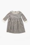 Bonpoint Wool Blend Flavie Shirt Dress With Macrame' Lace Details In Gray