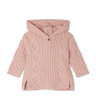 Bonpoint Kids' Wool-blend Tainy Hooded Sweater In Pink