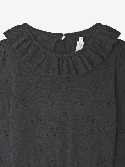 Bonpoint Wool Blend With Ruffled Collar Dress In Black