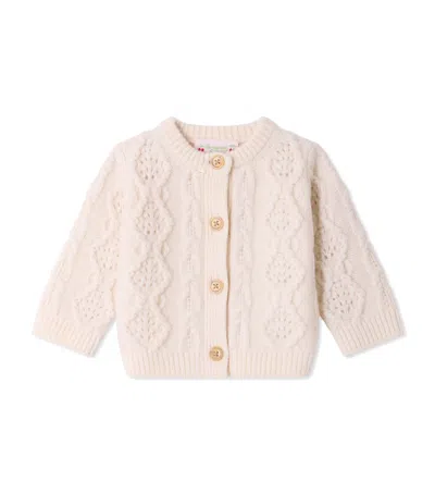 Bonpoint Kids'  Wool Cable-knit Cardigan In White