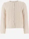 Bonpoint Dallulah Cable-knit Wool Cardigan In White
