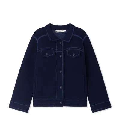 Bonpoint Kids' Wool-cashmere Button-up Jacket In Blue