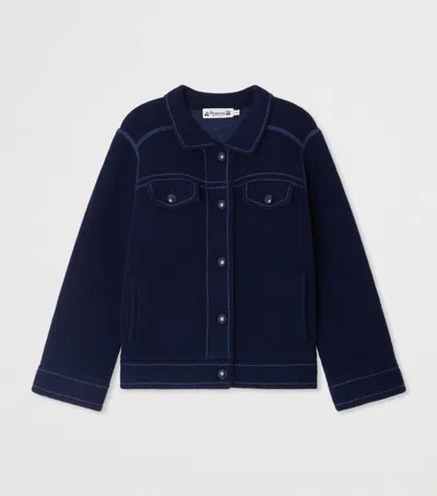 Bonpoint Kids' Wool-cashmere Denim-effect Jacket In Blue