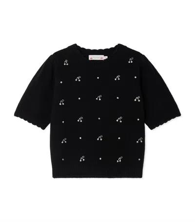 Bonpoint Kids' Wool-cashmere Short-sleeve Sweater In Black