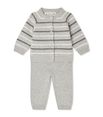 Bonpoint Kids' Wool-cotton Justio Sweater And Leggings Set In Gray