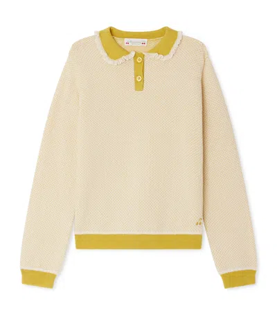 Bonpoint Kids' Wool-cotton Polo Sweater In Yellow
