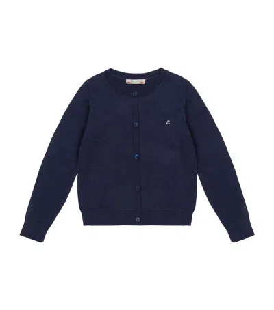 Bonpoint Kids' Wool Embroidered Cardigan In Blue