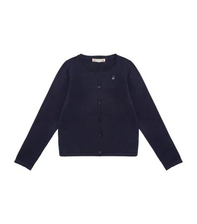 Bonpoint Kids' Wool Embroidered Cardigan In Blue