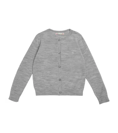 Bonpoint Kids' Wool Embroidered Cardigan In Gray
