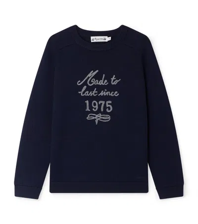 Bonpoint Kids' Wool Embroidered Juo Sweater In Blue