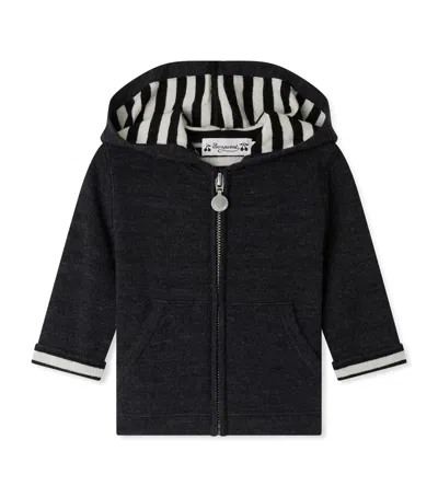 Bonpoint Kids' Wool Hooded Cardigan In Black