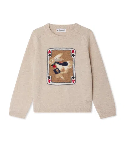 Bonpoint Kids' Wool Jacquard Rabbit Sweater In Neutral