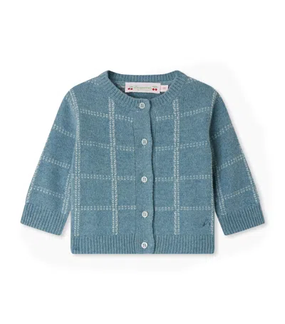 Bonpoint Kids' Wool Jodina Plaid Cardigan In Blue