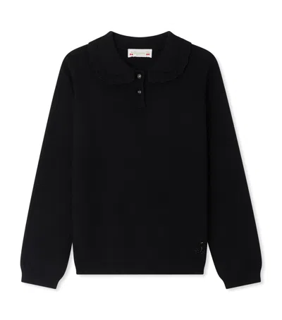 Bonpoint Kids' Wool Polo Sweater In Black