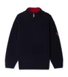 Bonpoint Baldo Wool Zip-up Sweater In Blue