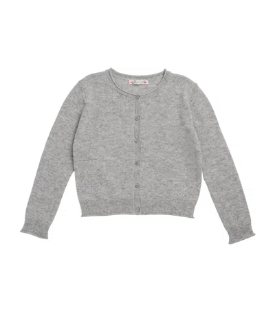 Bonpoint Kids' Wool Rolled-hem Cardigan In Gray