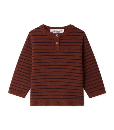 Bonpoint Kids'  Wool Striped Jumper In Burgundy
